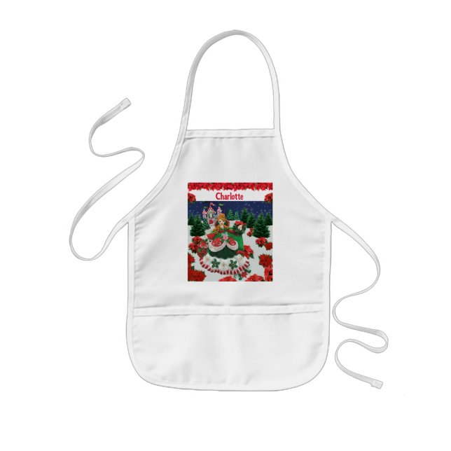 Your Name Personalize Christmas Holiday Princess Kids Apron (Front)