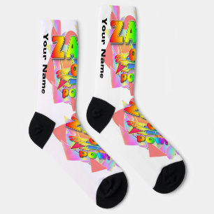 YOUR NAME Personalize Zap Ouch Pow Crew Socks