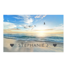 Your Name Personalized Beach Scene with Seagulls