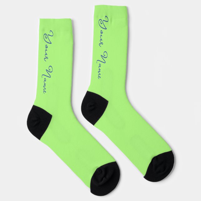 YOUR NAME Personalized Light Green Crew Socks (Right)