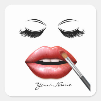 Your Name Personalized Lips And Eyelashes Square Sticker