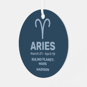 YOUR Name & Photo Zodiac Sign Aries Metal Ornament