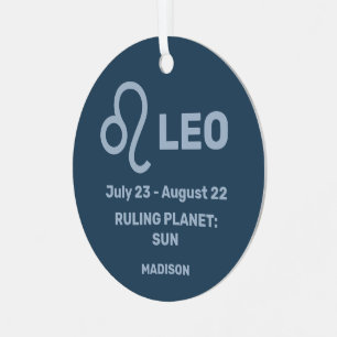 YOUR Name & Photo Zodiac Sign Leo Metal Ornament