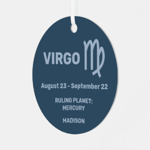 YOUR Name & Photo Zodiac Sign Virgo Metal Ornament