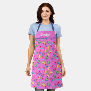 Your name, pink, yummy cupcakes, retro vintage  apron