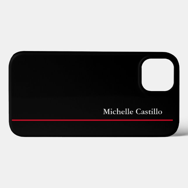 Your Name Plain Professional Modern Black Red Case-Mate iPhone Case (Back (Horizontal))