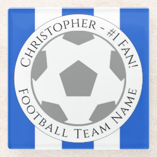 Your Name plus Football Team Name Glass Coaster