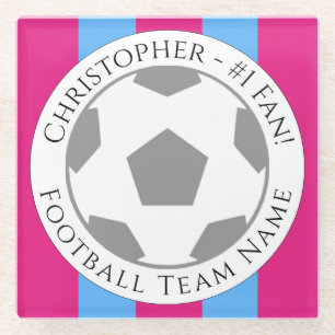 Your Name plus Football Team Name Glass Coaster