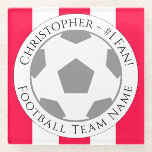 Your Name plus Football Team Name Glass Coaster