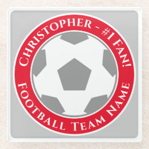 Your Name plus Football Team Name Glass Coaster