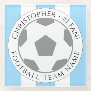 Your Name plus Football Team Name Glass Coaster