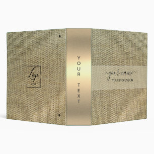 Your name & Profession Gold Foil beige linen Binder