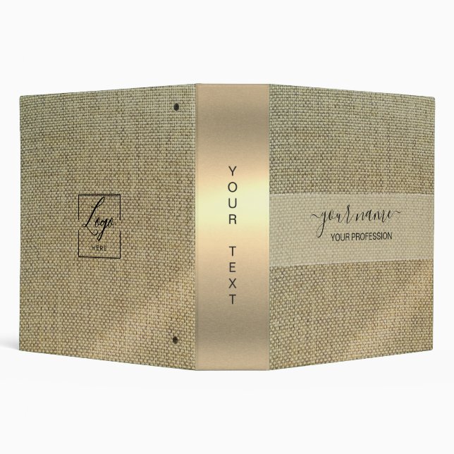 Your name & Profession Gold Foil beige linen Binder (Background)