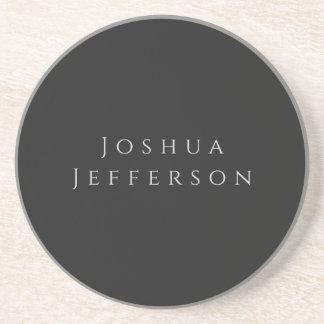 Your Name Professional Creative Plain Black Grey Coaster