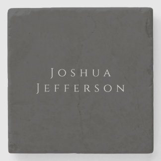 Your Name Professional Creative Plain Black Grey Stone Coaster