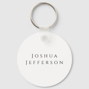 Your Name Professional Creative Plain Black White Keychain