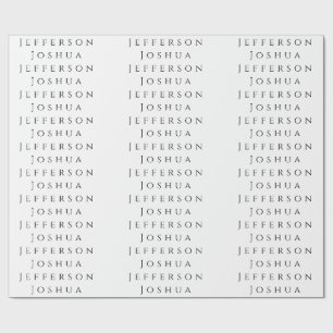 Your Name Professional Creative Plain Black White Wrapping Paper