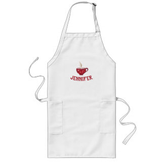 Your Name Red Steaming Cup Long Apron