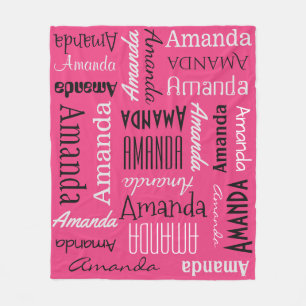 YOUR NAME Repeating, custom colour fleece blanket