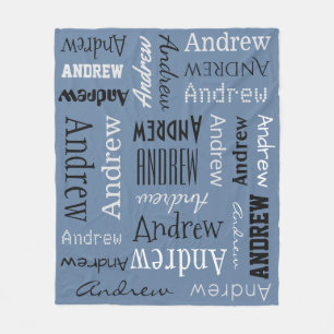 YOUR NAME Repeating, custom colour fleece blanket