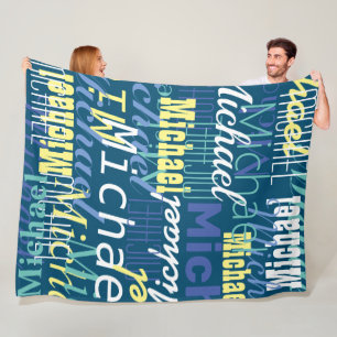 Your name repeating, custom colours fleece blanket