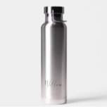 Your Name Romantic Sleek Silver Water Bottle<br><div class="desc">Personalize this sleek and modern water bottle with your name in a romantic,  feminine black script.</div>