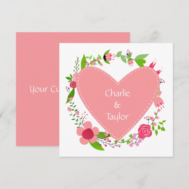 Your Name(s) in a Heart custom invitations (Front/Back)