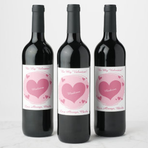 Your Name(s) in a Heart Wine Label