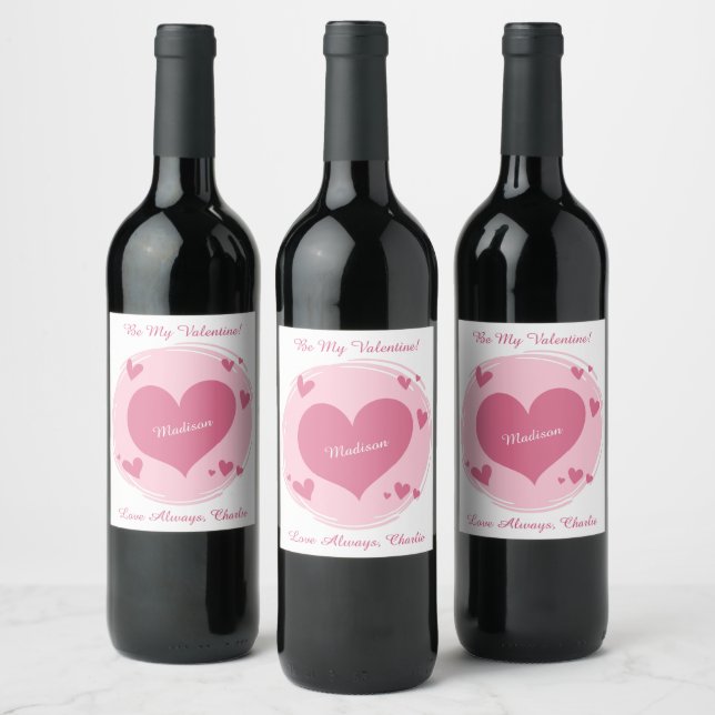 Your Name(s) in a Heart Wine Label (Bottles)