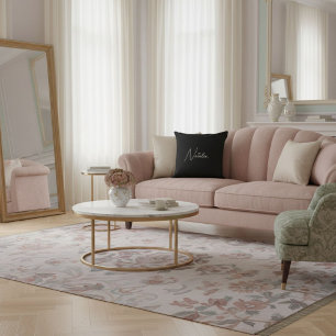  Your name script elegant chic black and white  Throw Pillow