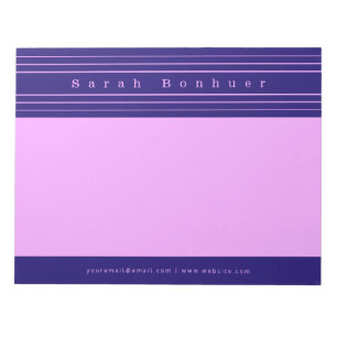 Your Name & Stripes   Purple & Pink Notepad
