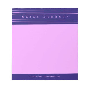 Your Name & Stripes   Purple & Pink Notepad
