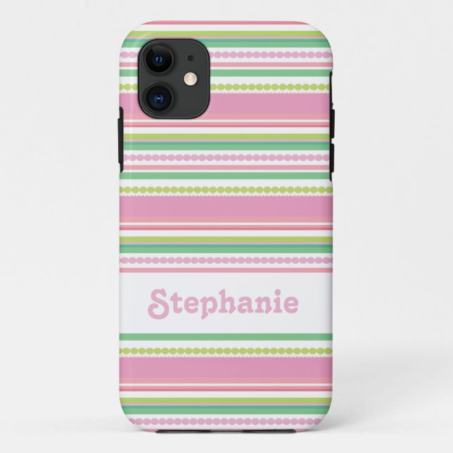 "Your name" stripey beads pink iphone5 case (Back)