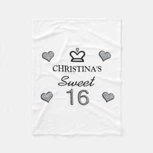 Your Name Sweet Sixteen In Diamonds Fleece Blanket
