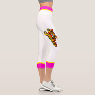 Your Name Sweet Sixteen with Pink and Yellow Trim Capri Leggings
