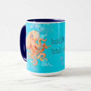 Your name tentacles off octopus with bubbles mug