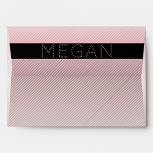 Your Name   Thin Rose Ombre & White Stripes Envelope