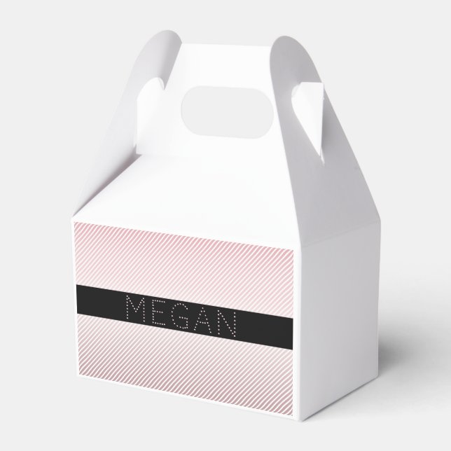 Your Name | Thin Rose Ombre & White Stripes Favor Box (Front Side)