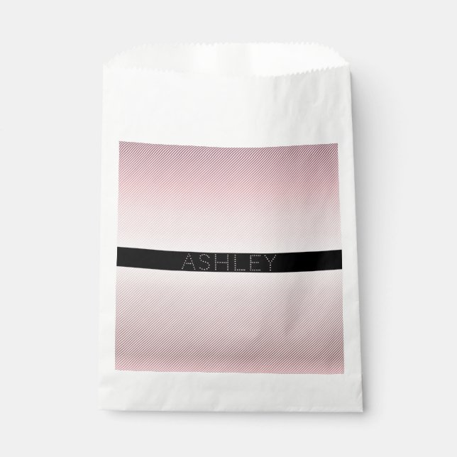 Your Name | Thin Rose Ombre & White Stripes Favour Bag (Front)