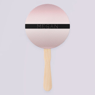 Your Name Thin Rose Ombre & White Stripes Hand Fan