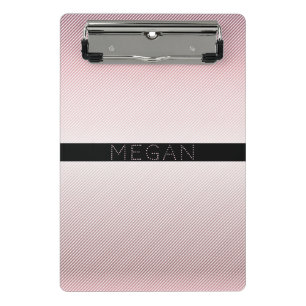 Your Name   Thin Rose Ombre & White Stripes Mini Clipboard