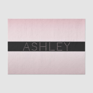 Your Name Thin Rose Ombre & White Stripes Tissue Paper