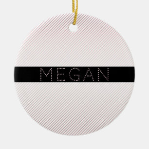 Your Name   Thin White & Sublte Rose Ombre Stripes Ceramic Ornament