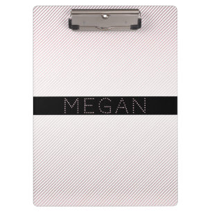 Your Name   Thin White & Sublte Rose Ombre Stripes Clipboard