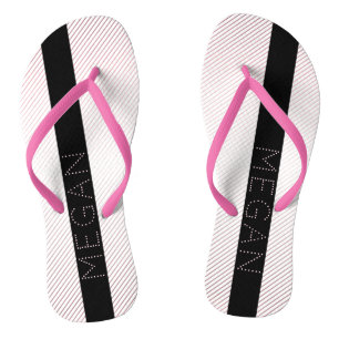 Your Name   Thin White & Sublte Rose Ombre Stripes Flip Flops