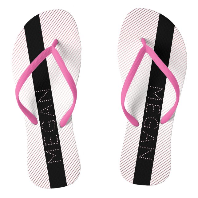 Your Name | Thin White & Sublte Rose Ombre Stripes Flip Flops (Footbed)