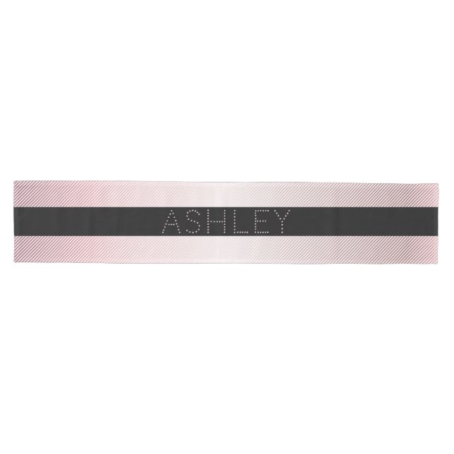 Your Name | Thin White & Sublte Rose Ombre Stripes Medium Table Runner (Horizontal)