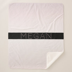 Your Name   Thin White & Sublte Rose Ombre Stripes Sherpa Blanket