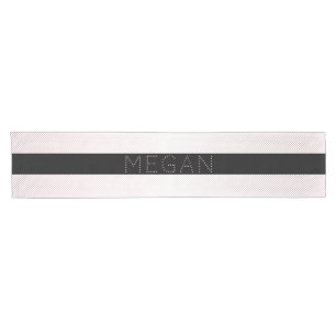 Your Name Thin White & Sublte Rose Ombre Stripes Short Table Runner