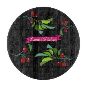 Your Name Three Cherries Limb Cutting Board